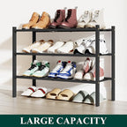 Smiry Shoe Rack, 3 Tier Bamboo Shoe Organizer, Stackable Free Standing Wooden Shoe Storage Shelf for Closet, Entryway, Front 