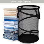 BATTOO 2 Pack Large Collapsible Laundry Basket Foldable Mesh Pop Up Hamper with Handles for Laundry Room, Bathroom, Kids Room