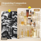 Aveniee Corner Bathroom Counter Organizer, Bathroom Countertop Shelf Makeup Storage, Clear Perfume Tray Holder (3 Tiers, Whit