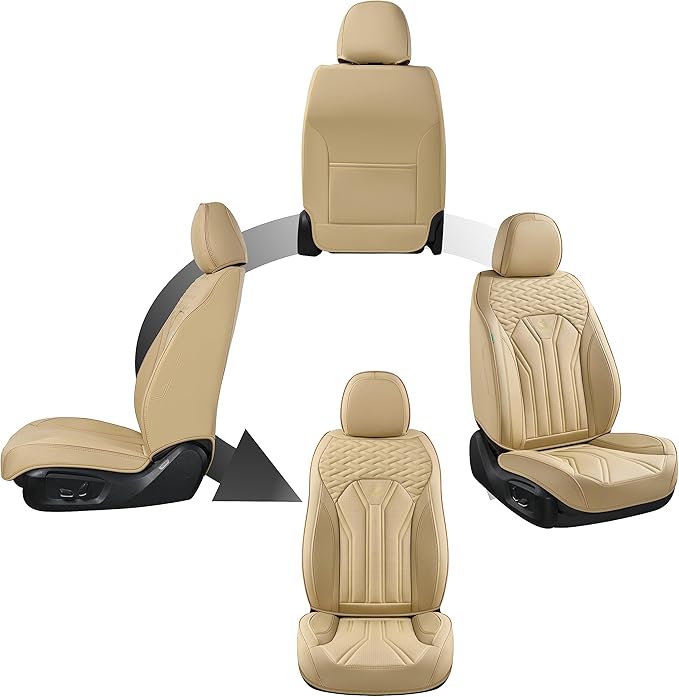 FLORICH Leather Seat Covers, Seat Covers Full Set, Car Seat Protectors 5 Seats, Automotive Seat Covers Fit for Most Cars Truc