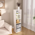 Wooden 5 Cube Storage Organizer, White 5 Tier Bookcase Bookshelf Freestanding Storage Display Organizer, Versatile Cubes Open