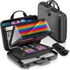 Fireproof Document Organizer with Lock,Hard-Shell Case Fireproof Document Box with Shoulder Strap,Portable File Organizer wit