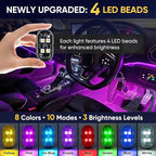 Upgraded 4LEDs 4PCS Wireless LED Strobe Lights with Remote Control, 8 Colors Type-C Rechargeable Led Lights Anti Collision Warning Light for Car Motorcycle Bike Drone Aircraft