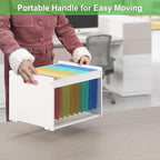 Hanging File Organizer Box for Letter Size, Bamboo File Folder Organizer, Storage Moving Boxes with Handle Wood Desk Filing B