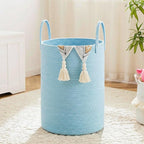 Laundry Basket,Woven Cotton Rope Laundry Hamper,100L for Decor Storage of Dirty Clothes,Toys and Blankets in Bathroom,Baby Ro
