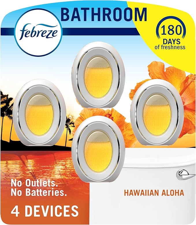 Febreze Bathroom Air Freshener, Odor-Fighting, Plug In Alternative, Air Fresheners for Home and Bathroom and Kitchen, Closet 