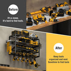 YYR 4 Layer Power Tool Organizer Wall Mount, Cordless Drill Hanger Storage Rack, Battery Tools Holder with Charging Station S