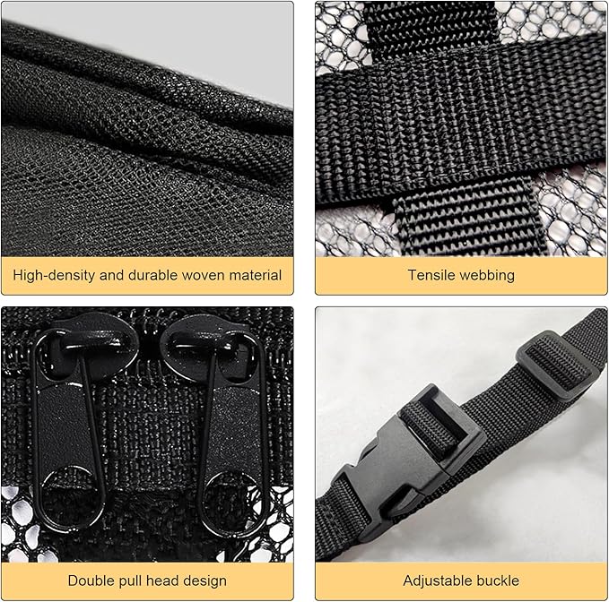 Car Roof Storage Net, Double Layer Mesh Polyester Auto Ceiling Cargo Net, 31.5" x 21.6" Camping Overhead Storage Organizer, Universal for Sedans Jeeps SUVs (Black)