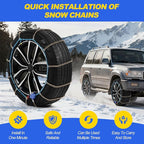 Auto Tightening Snow Chains for Cars, SUVs & Pickup Trucks – 1-Min Quick-Fit Auto Installation, Reusable Universal Emergency 