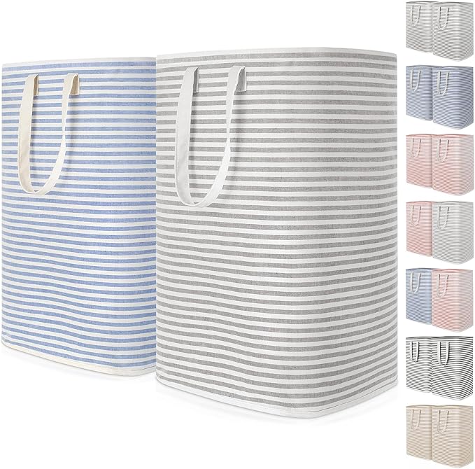 Lifewit 2 Pack Laundry Basket 80L Each, Collapsible Clothes Hamper with Reinforced Handles, Freestanding Waterproof Design fo