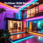 iNextStation 32.8FT RGB Neon LED Strip Lights, 24V Waterproof Silicone Rope Light, Music Sync, Color Changing, App & Remote Control, for Bedroom, Outdoor, Wall, Ceiling Decor