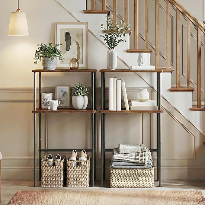 HOOBRO Floating Shelves for Wall, 15.7" Entryway Table with Storage, Hanging Storage Shelf with Metal Brackets, Skinny Consol
