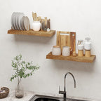 Dreamland 24 Inch Floating Shelves, Rustic Elm Wood Live Edge Wall Shelf for Home Decor, 8 Inch Deep Floating Shelf for Wall,
