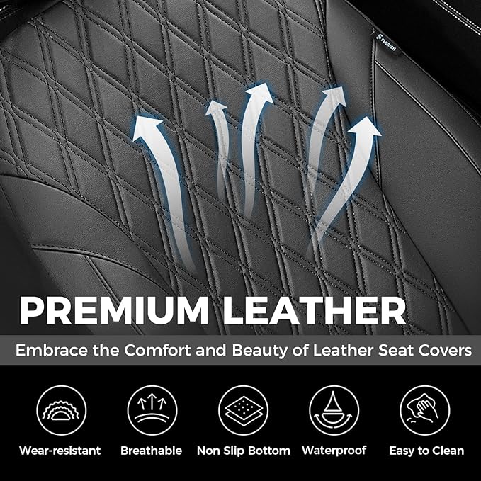 FLORICH Car Seat Covers Front Seat, Leather Seat Covers for Cars Breathable, Car Seat Protector Waterproof, Universal Automot