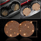 NBTEPEM 30 Pcs Orange Bling Car Accessories Set for Women, Steering Wheel Cover Set, Bling Console Cover, Seat Belt Cushion, Shift Knob Cushion, Cup Holder Coaster, Rhinestone Car Hanging Accessories