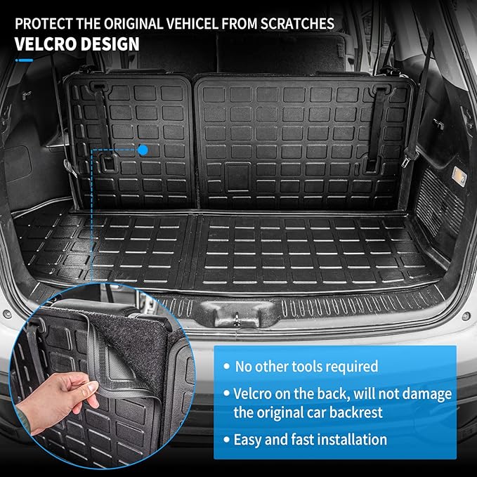 Bomely Floor Mats Compatible with 2014-2019 Toyota Highlander Cargo Liner TPE Back Seat Cover Protector 2018 7 Seats Highlander Accessories (2014-2019,Floor Mats+Trunk Mat with Backrest Mat)