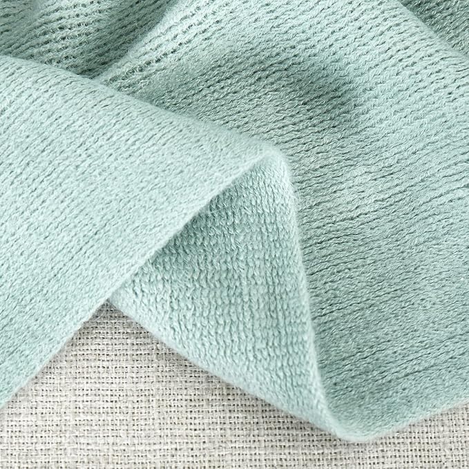 Homiest Decorative Knitted Throw Blanket with Fringe Soft & Cozy Tassel Blanket for Couch Sofa Bed (Light Green, 50x60)