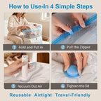 ANBIUX Vacuum Bags for Travel with Rechargeable air Pump, 16 Pack Carry-on Size Compression Packing Bags for Luggage and Suit