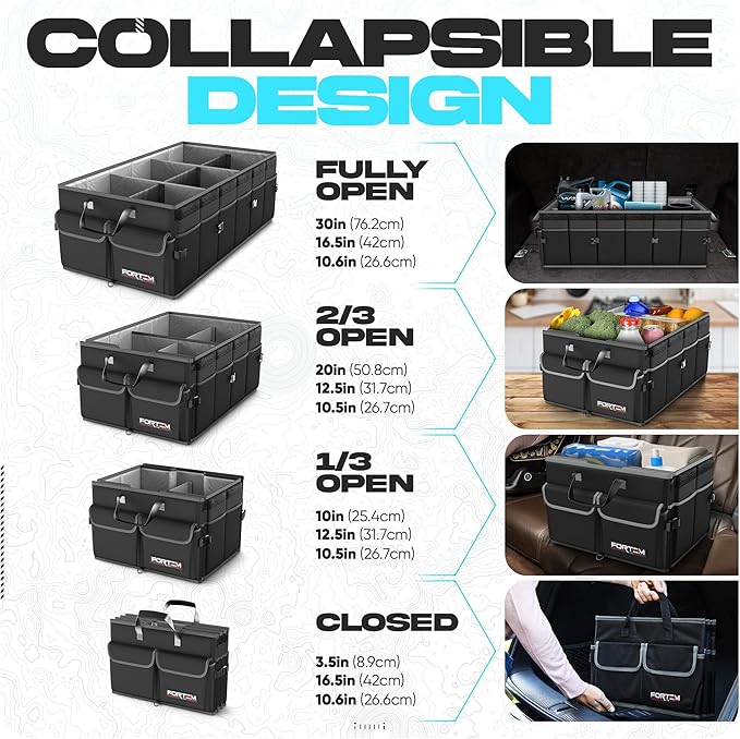 FORTEM Trunk Organizer For SUV Car Trunk Organizer, Foldable Storage, Car Accessories for Women Men, Collapsible Bag, Perfect C