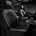 CAR PASS Leather Car Seat Covers Front Seats only, with Air Mesh Front Seat Covers Breathable, Cool Automotive Seat Covers 2 