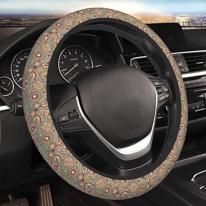 Steering Wheel Cover Universal Fit Car Interior Accessories for Women Men 15 Inch Breathable Anti Slip Odorless Neoprene Stee