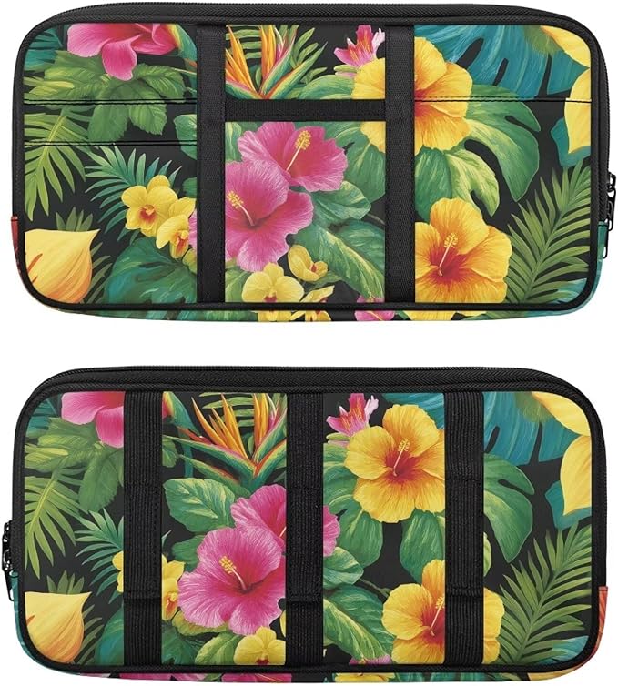 Tropical Plants Car Sun Visor Organizer with Multi-Pocket Car Visor Organizer with Card Holder Easy Installation Universal Fit for Most Cars SUV