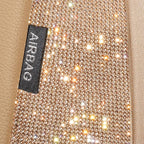 CAR PASS Bling Diamond Beige Leather Car Seat Covers Full Sets Interior Set, Waterproof Shining Glitter Sparkly Crystal Unive