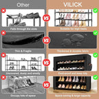 VILICK Shoe Rack with Cover Narrow Shoe Organizer with Pockets 10 Tier Tall Shoe Storage Holds 36-41 Pairs Shoes and Boots Sh