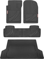Motor Trend FlexTough™ Heavy Duty Rubber Black Car Floor Mats All Weather & Jumbo SUV Cargo Liner Full Set - Universal Trim to Fit Automotive Floor Mats & Trunk Mats for Cars Interior Accessories