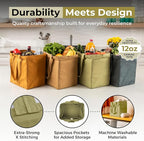 VeraMia Canvas Grocery Bag 3pc XL Set with Real Pockets, Long Shoulder Strap and Short Handle. Heavy Duty, Foldable, Washable