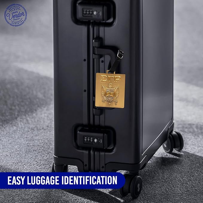 Sigma Gamma Rho Sorority Paraphernalia - Official Vendor - Luggage Tags - Set of 2 - Greek Letters and Shield