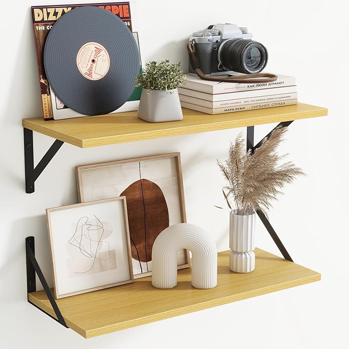 Floating Shelves for Wall Decor,24" Wx8 D Wall Mount Floating Bookshelf Set of 2,Hanging Storage Shelf with Sturdy Metal Brac