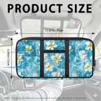Car Sun Visor Organizer Easy to Store Sun Visor Organizer with Card Holder Big Zipper Pocket Cars Accessories Universal Fit for Most Cars SUV, Frangipani Print