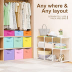 9 Cube Storage Organizer Shelf with Storage Bins and Label, 11 Inch Toy Cube Bins Clothes Closet Organizers Drawers Fabric Dr