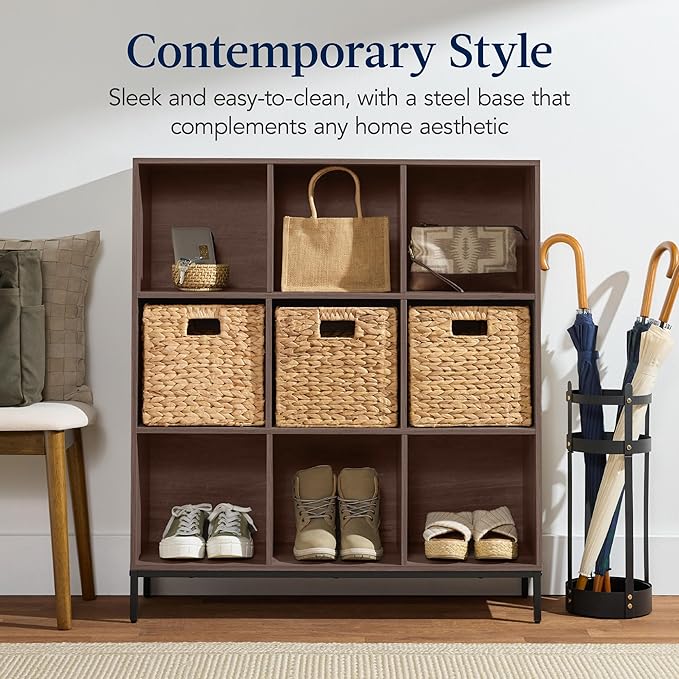Best Choice Products 9-Cube Bookshelf, 3-Tier Wood Storage Bookcase W/Legs, 11in Shelf Opening, Cube Organizer, Living Room, 