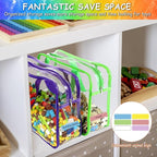 6 Color Large Toy Storage Bags with Labels, Reusable Clear PVC Board Game Storage, Travel Waterproof Organizer Bags with Zipp