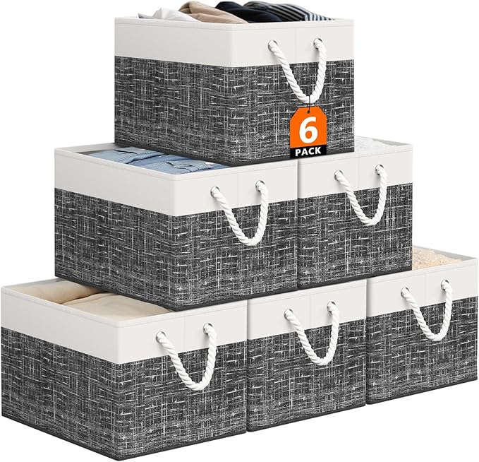 StorageTastic Storage Bin,Collapsible Storage Basket For Organizing,Large Storage Boxes With Rope Handles,Storage Containers,