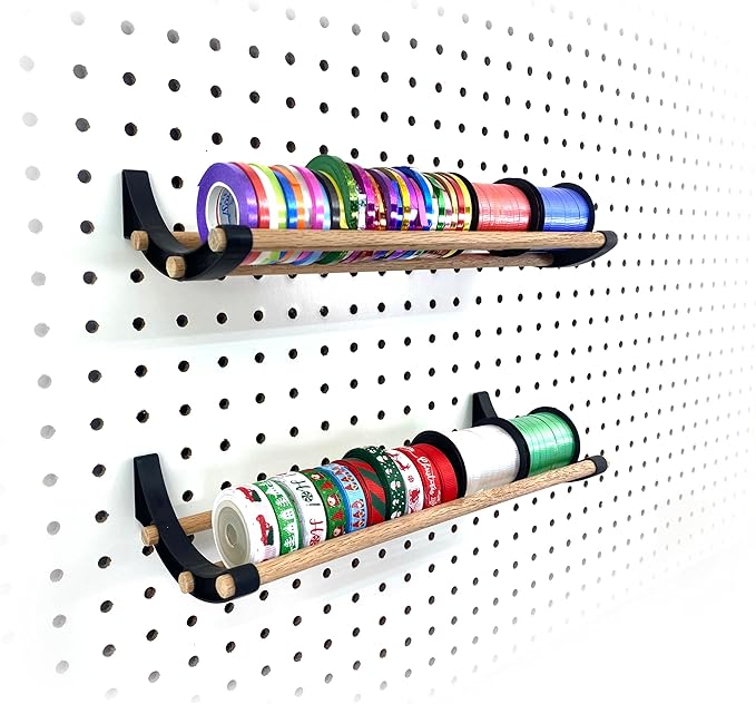 PEGGY Pegboard Accessory Hook and Dowel Organizer Storage for Tape, Steel Wire Spools, Ribbon, Crafts, Hobby, 12” kit (1PK Bl