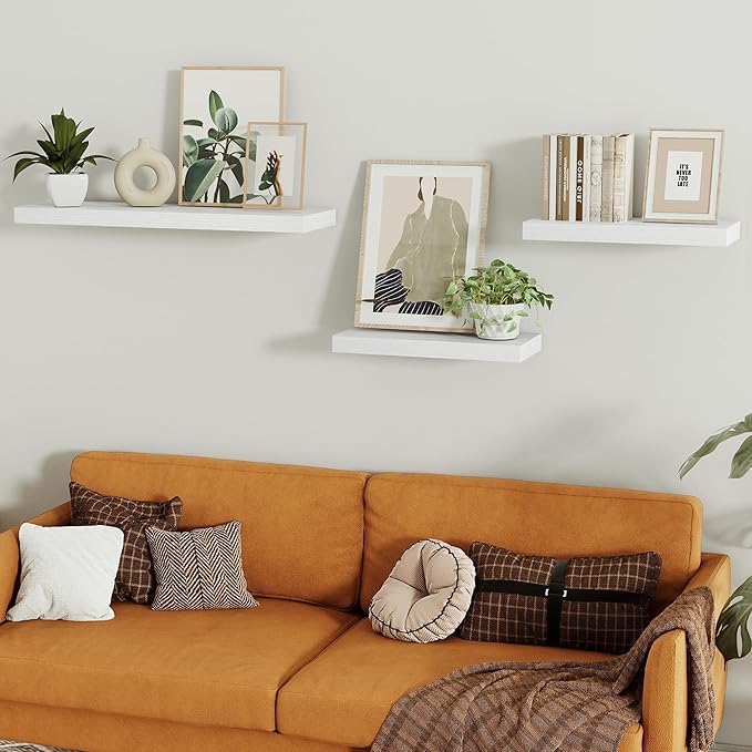 Vivelove 16 inch Floating Shelves for Wall, Bathroom Shelves Over Toilet, Wall Shelf for Bedroom, Living Room, Kitchen, Offic