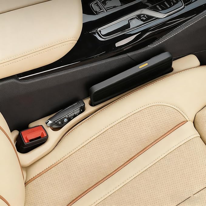 Car Seat Gap Filler Organizer Universal for Car SUV Truck Accessories Seat Gap Plug Blocker with Storage Slot Beige 2 Pack
