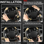 GIANT PANDA Microfiber Leather Steering Wheel Cover for Honda Accord,Civic,CR-V,HR-V,Pilot(Diamond-Pattern-Black+Beige-Standa