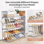 VILICK Shoe Rack for Closet Shoe Organizer Space Saver Storage for 20-25 Pair Shoe Shelf with Hook and Side Pocket Free Stand