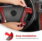 Linskip Steering Wheel Covers Compatible with Avalanche/Suburban/Tahoe/Traverse/Silverado 1500 & Yukon/Sierra 2007-2013, Steering Wheel Trim, Interior Accessories Red Carbon Fiber
