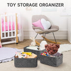 3-Pack Shelf Baskets for Organizing, Closet Organizer Bins, Small Woven Baskets, Rope Toy Basket, Storage Basket for Shelves,