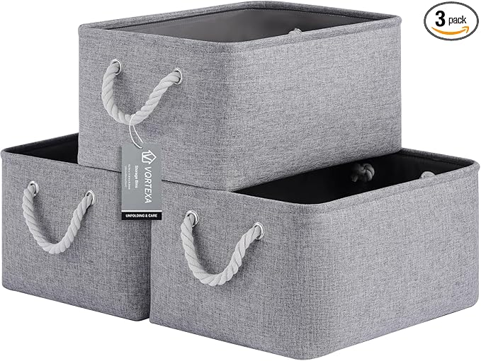 Large Storage Baskets- 15.7x11.8x8.26 inch Storage Bins for Shelves and Closet Organizing, Foldable Fabric Bin for Home Organ