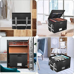 ENGPOW File Box with Lock, Fireproof Document Box with Pockets, Collapsible File Organizer Filing Storage Cabinet with Handle