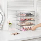 Vtopmart 12.1''W Clear Stackable Storage Drawers,3 Pack Acrylic Plastic Organizers Bins for Makeup Palettes, Cosmetics, and B