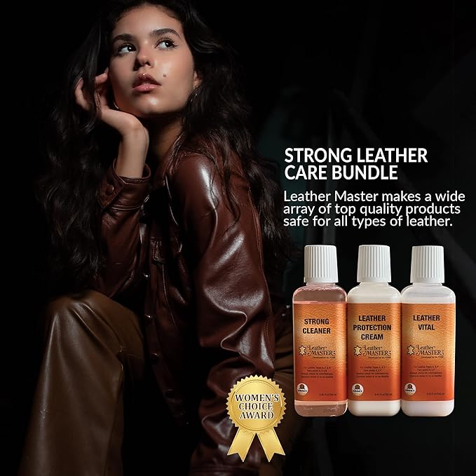Leather Master Strong Leather Care Bundle - 250 ml Exceptional Leather Care Stain Remover, Protector and Polish Kit. Made to 