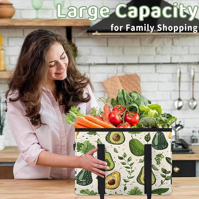 Reusable Grocery Bag, Foldable Large Shopping Tote Bag for Groceries Kitchen Picnic Car Trunk