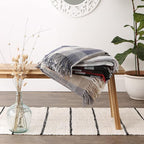 DII Buffalo Check Collection Rustic Farmhouse Throw Blanket with Tassels, 50x60, Tri Color, Stone